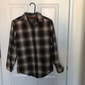 Brown Plaid Causal Button Down
